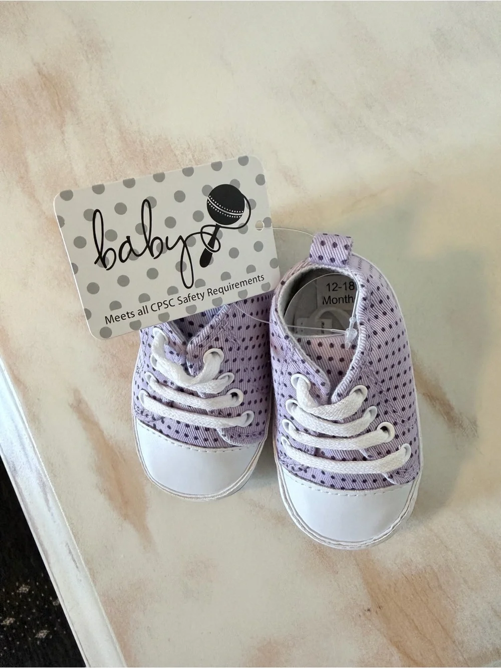 Kids Lavender Polka Dot Lace-Up Sneakers